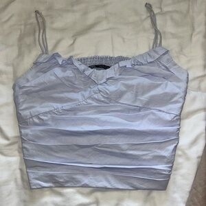 Zara Light Blue Fitted Crop Camisole